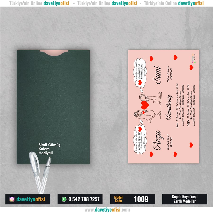 1009kapyesil 1000 Adet Kapalı Yeşil Zarflı Model-1009 - Görsel 1