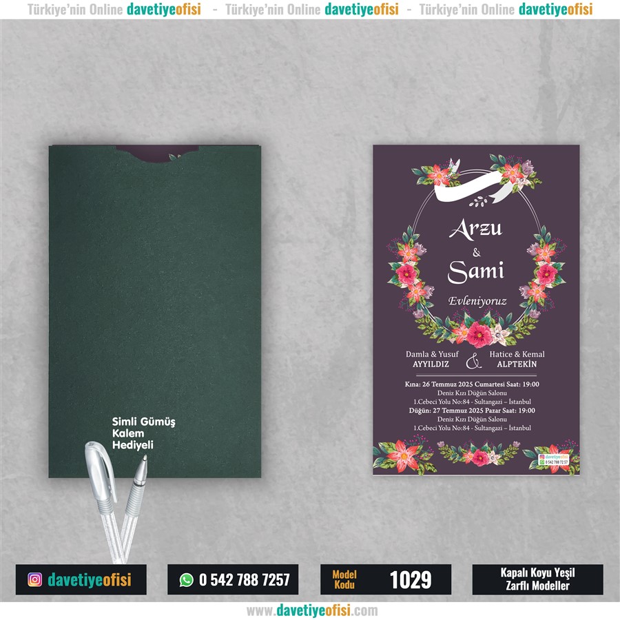 1029kapyesil 1000 Adet Kapalı Yeşil Zarflı Model-1029 - Görsel 1