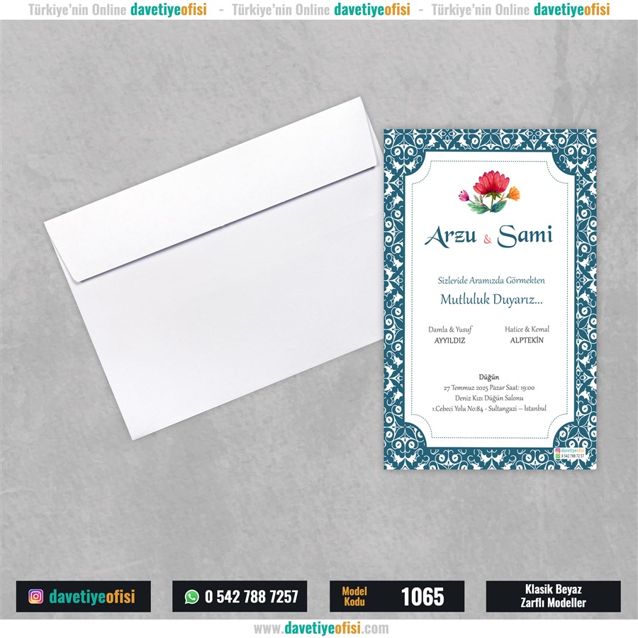 1065beyaz 1000 Adet Beyaz Zarflı Model-1065 - Görsel 1