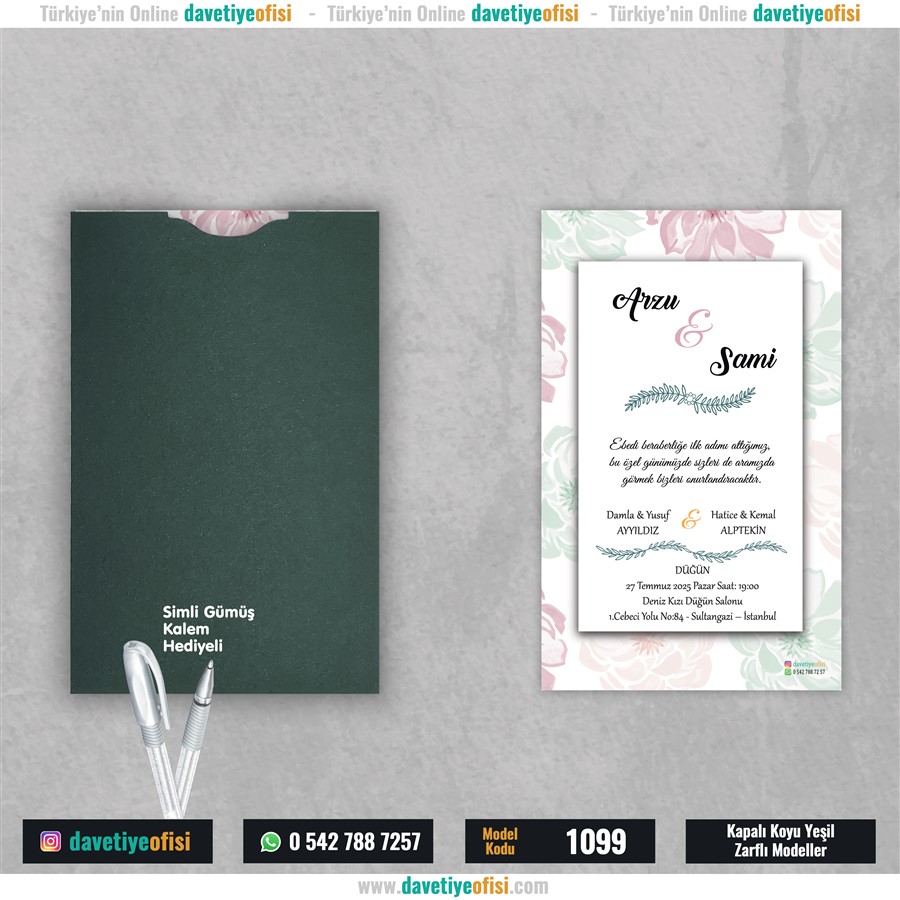1099kapyesil 1000 Adet Kapalı Yeşil Zarflı Model-1099 - Görsel 1