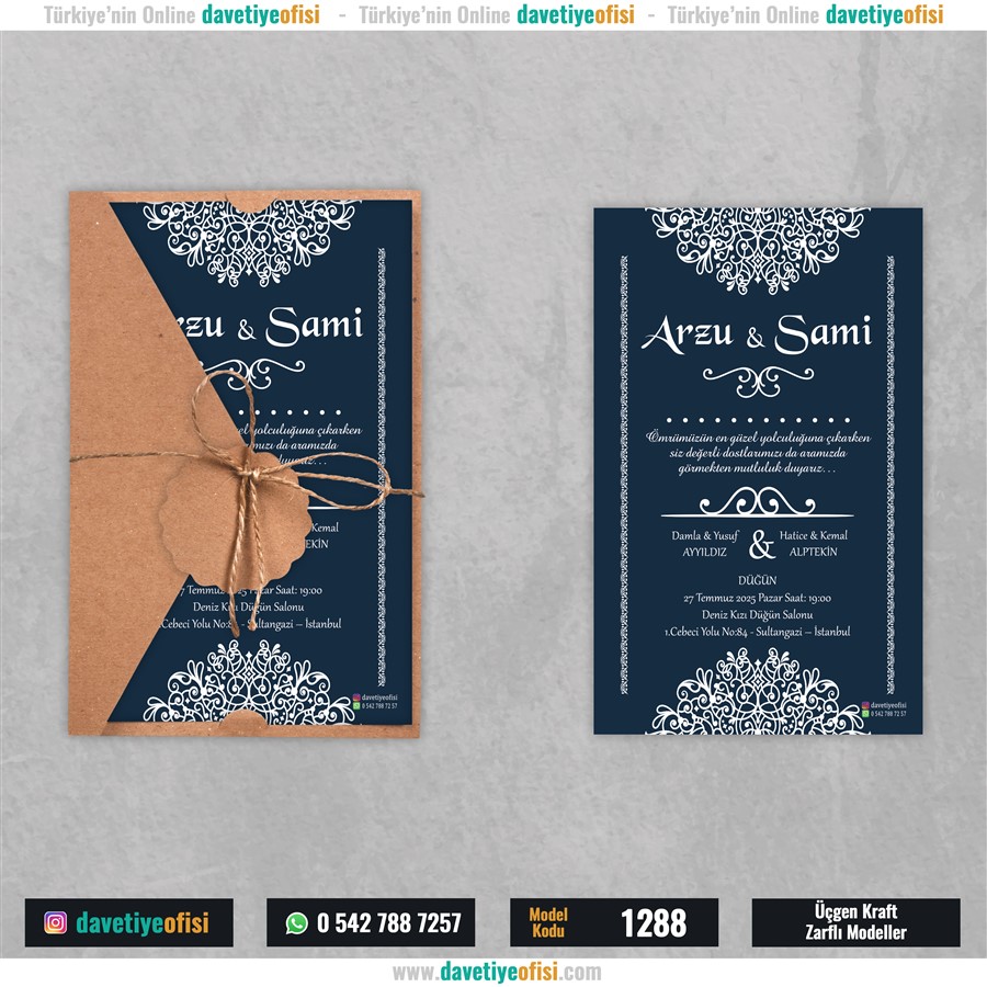 1288uckraft 1000 Adet Üçgen Kraft Zarflı Model-1288 - Görsel 1