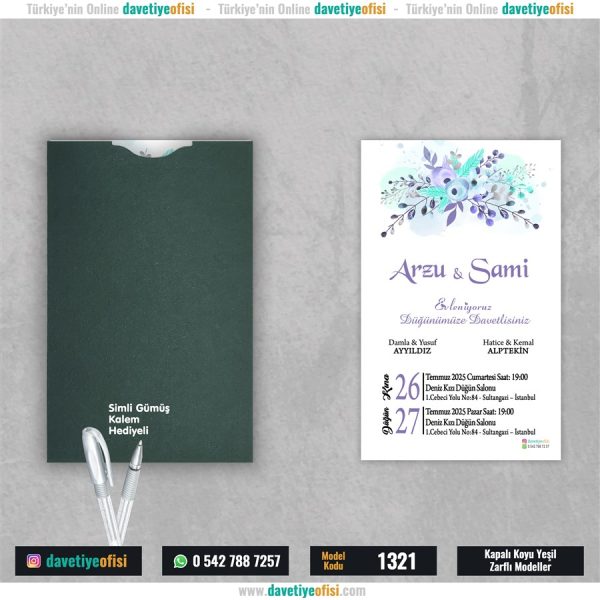 1000 Adet Kapalı Yeşil Zarflı Model-1321