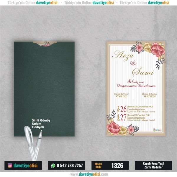 1000 Adet Kapalı Yeşil Zarflı Model-1326