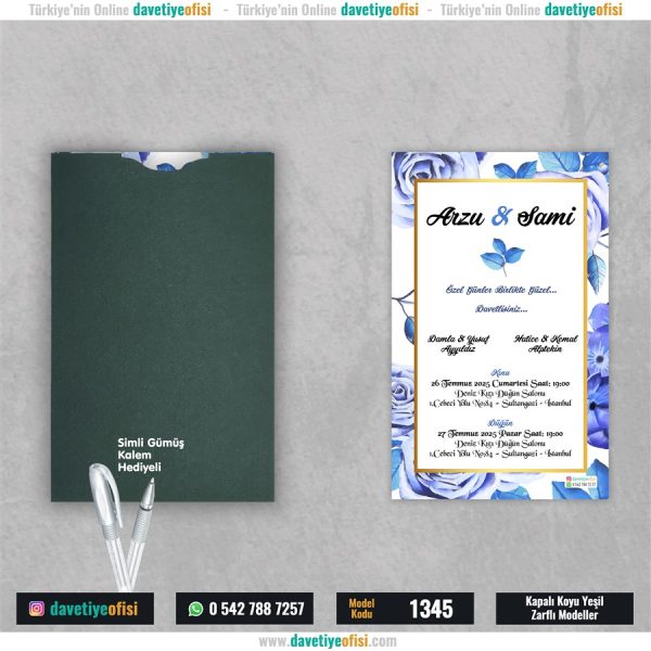 1000 Adet Kapalı Yeşil Zarflı Model-1345