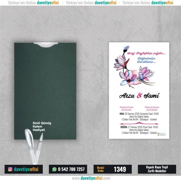 1000 Adet Kapalı Yeşil Zarflı Model-1349