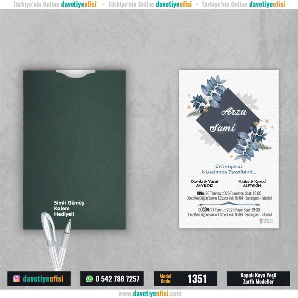 1000 Adet Kapalı Yeşil Zarflı Model-1351