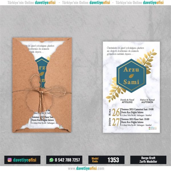 1000 Adet Burgu Kraft Zarflı Model-1353