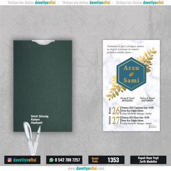 1000 Adet Kapalı Yeşil Zarflı Model-1353