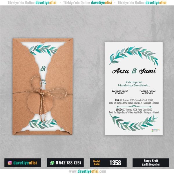 1000 Adet Burgu Kraft Zarflı Model-1358
