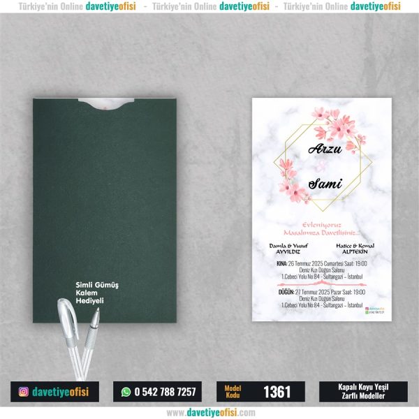 1000 Adet Kapalı Yeşil Zarflı Model-1361