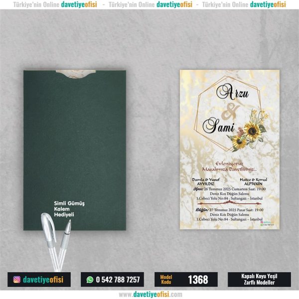 1000 Adet Kapalı Yeşil Zarflı Model-1368