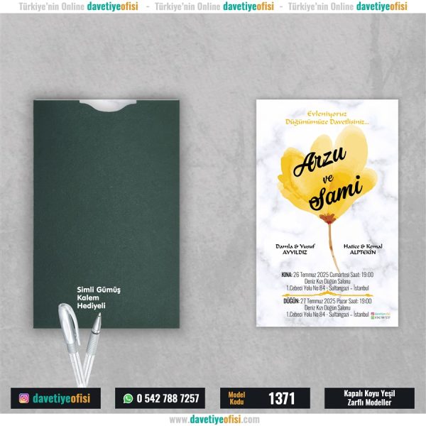 1000 Adet Kapalı Yeşil Zarflı Model-1371