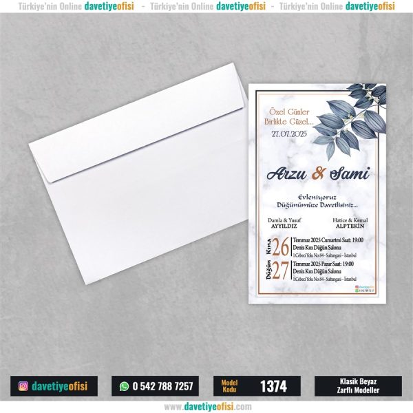 1000 Adet Beyaz Zarflı Model-1374