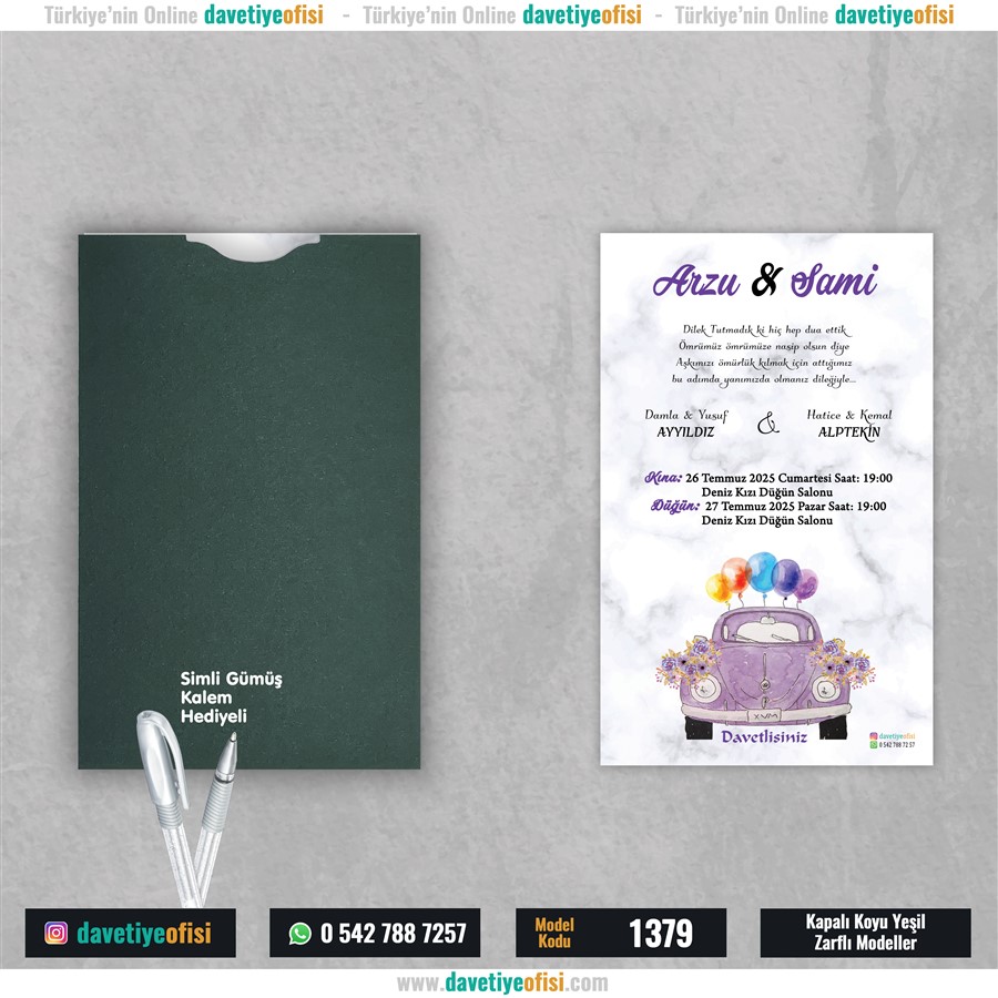 1379kapyesil 1000 Adet Kapalı Yeşil Zarflı Model-1379 - Görsel 1