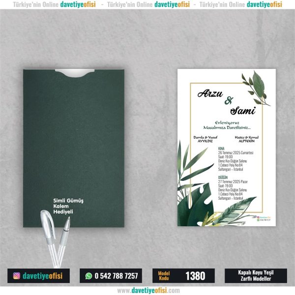 1000 Adet Kapalı Yeşil Zarflı Model-1380