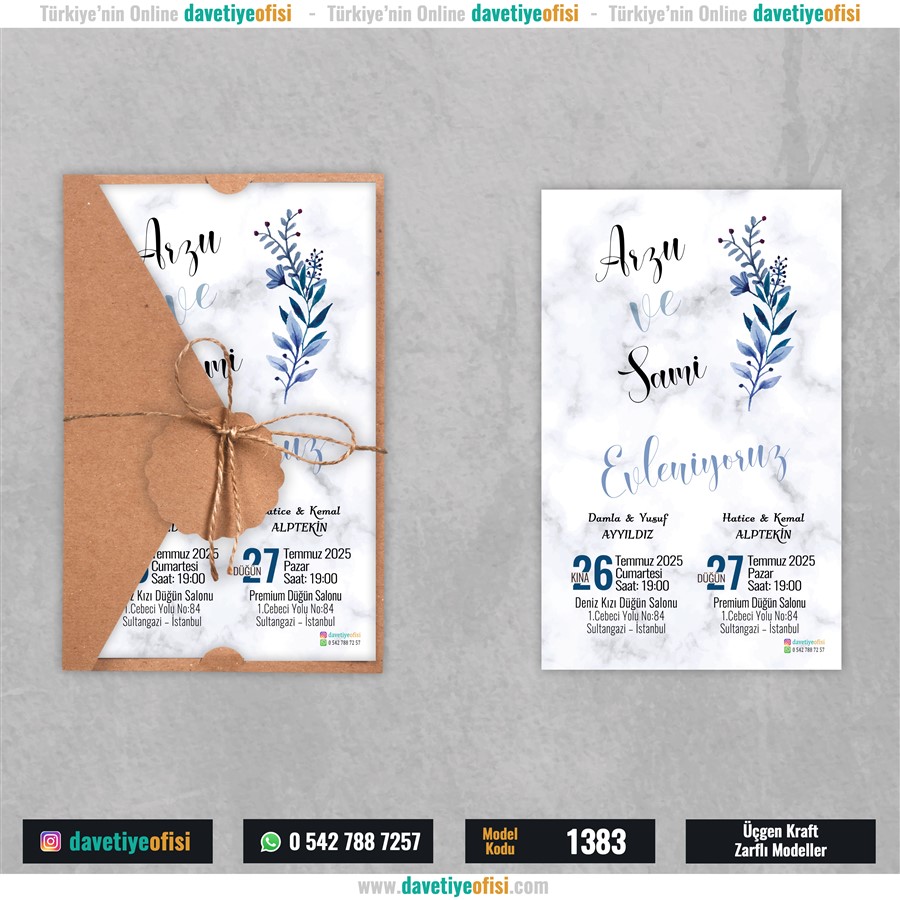 1383uckraft 1000 Adet Üçgen Kraft Zarflı Model-1383 - Görsel 1