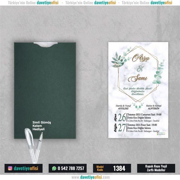 1000 Adet Kapalı Yeşil Zarflı Model-1384