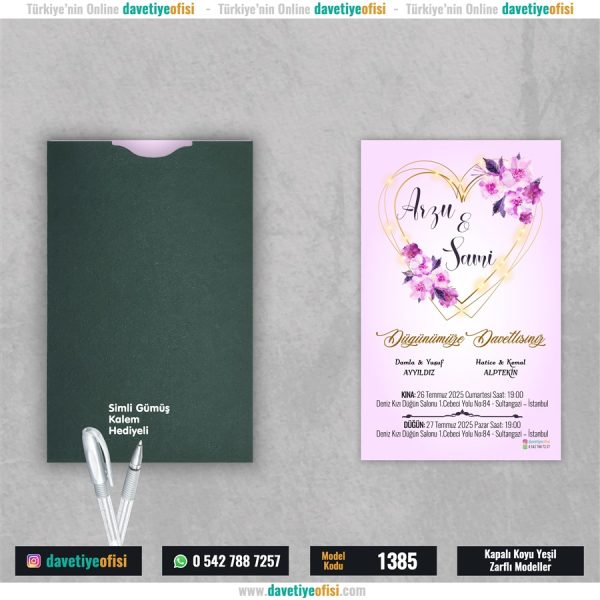 1000 Adet Kapalı Yeşil Zarflı Model-1385