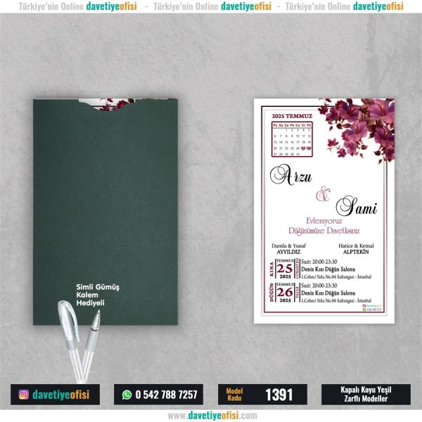 1000 Adet Kapalı Yeşil Zarflı Model-1391