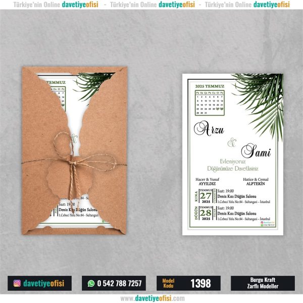 1000 Adet Burgu Kraft Zarflı Model-1398