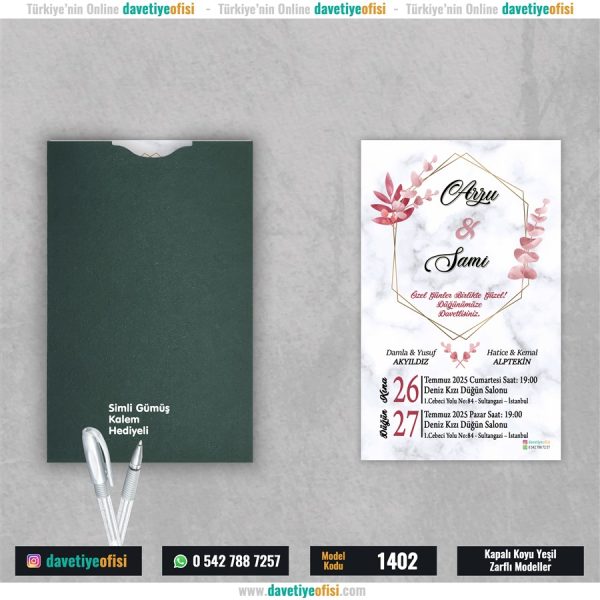 1000 Adet Kapalı Yeşil Zarflı Model-1402