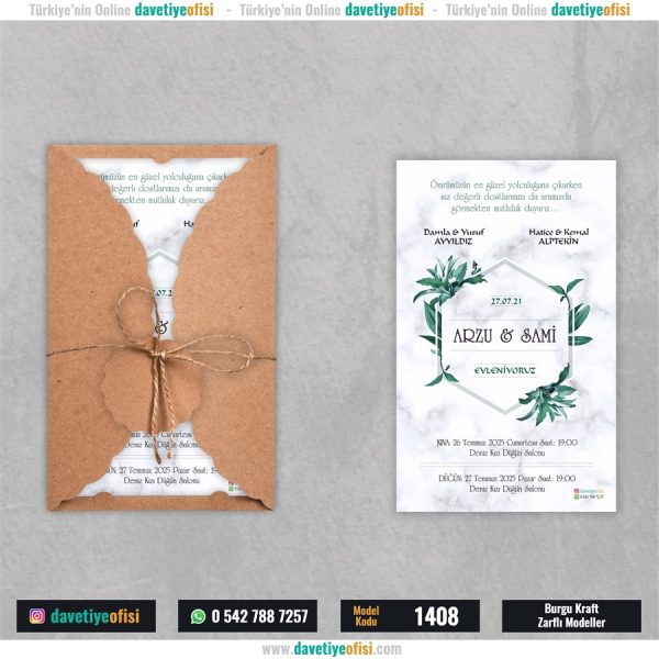 1000 Adet Burgu Kraft Zarflı Model-1408