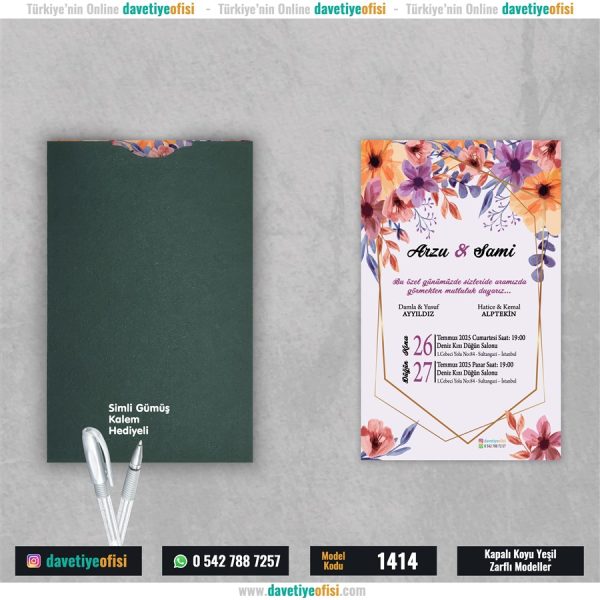 1000 Adet Kapalı Yeşil Zarflı Model-1414