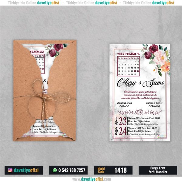 1000 Adet Burgu Kraft Zarflı Model-1418