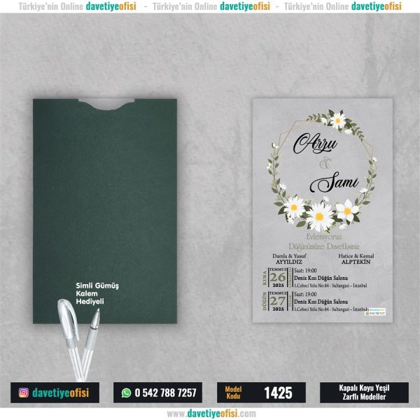 1000 Adet Kapalı Yeşil Zarflı Model-1425