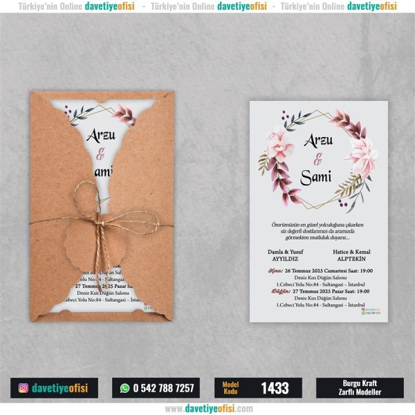 1000 Adet Burgu Kraft Zarflı Model-1433