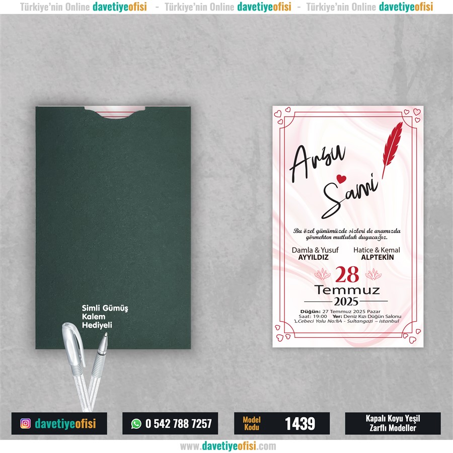 1439kapyesil 1000 Adet Kapalı Yeşil Zarflı Model-1439 - Görsel 1