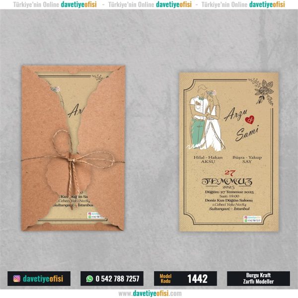 1000 Adet Burgu Kraft Zarflı Model-1442