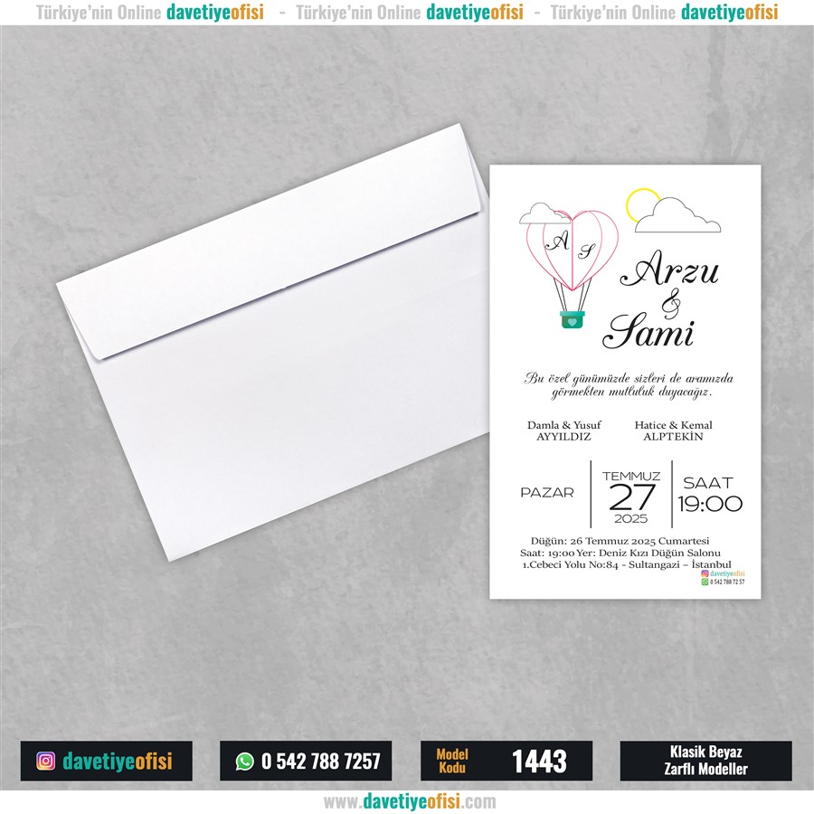 1443beyaz Beyaz Zarflı Model-1443 - Görsel 1