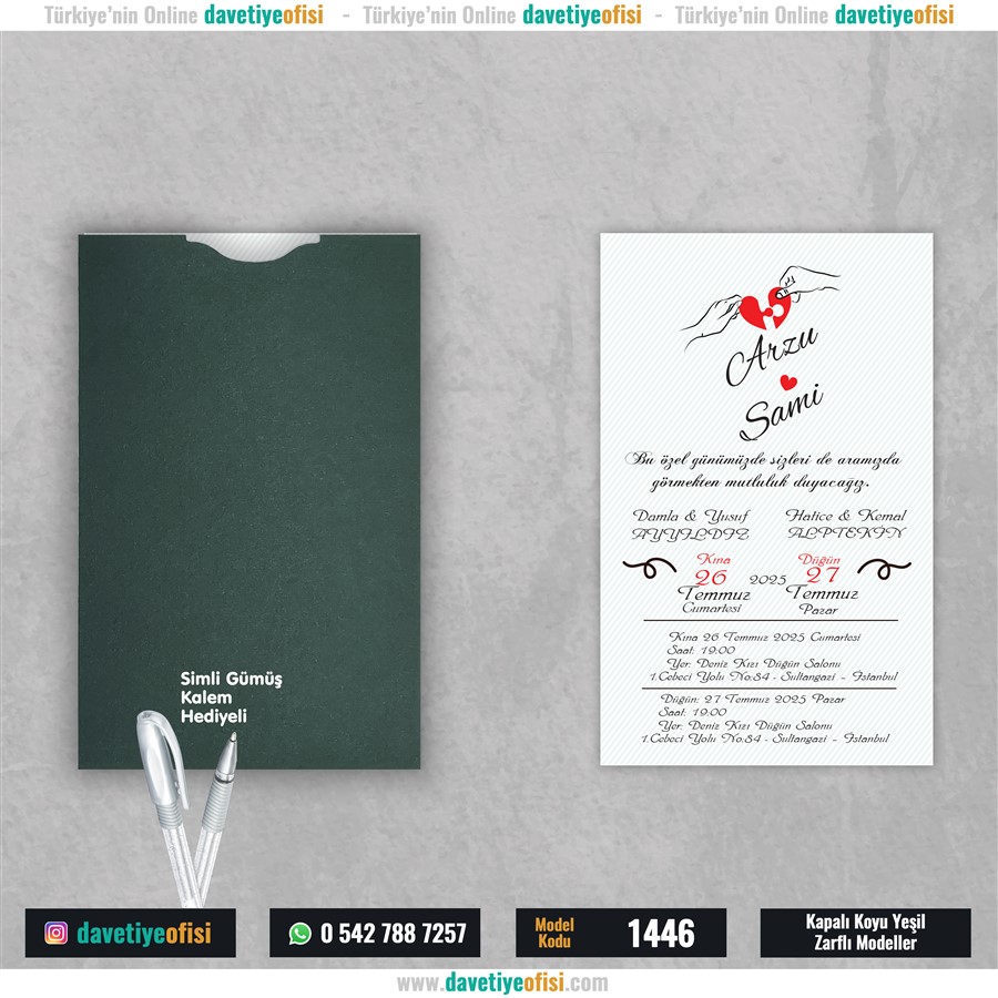 1446kapyesil 1000 Adet Kapalı Yeşil Zarflı Model-1446 - Görsel 1