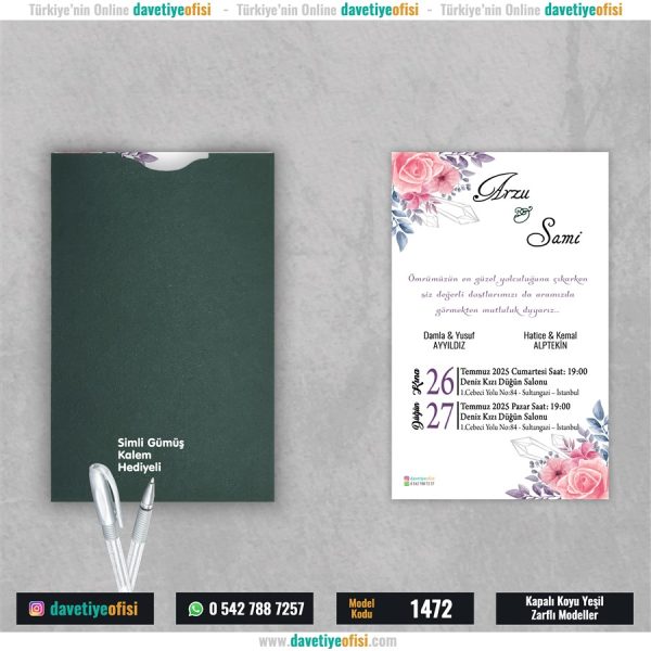 1000 Adet Kapalı Yeşil Zarflı Model-1472