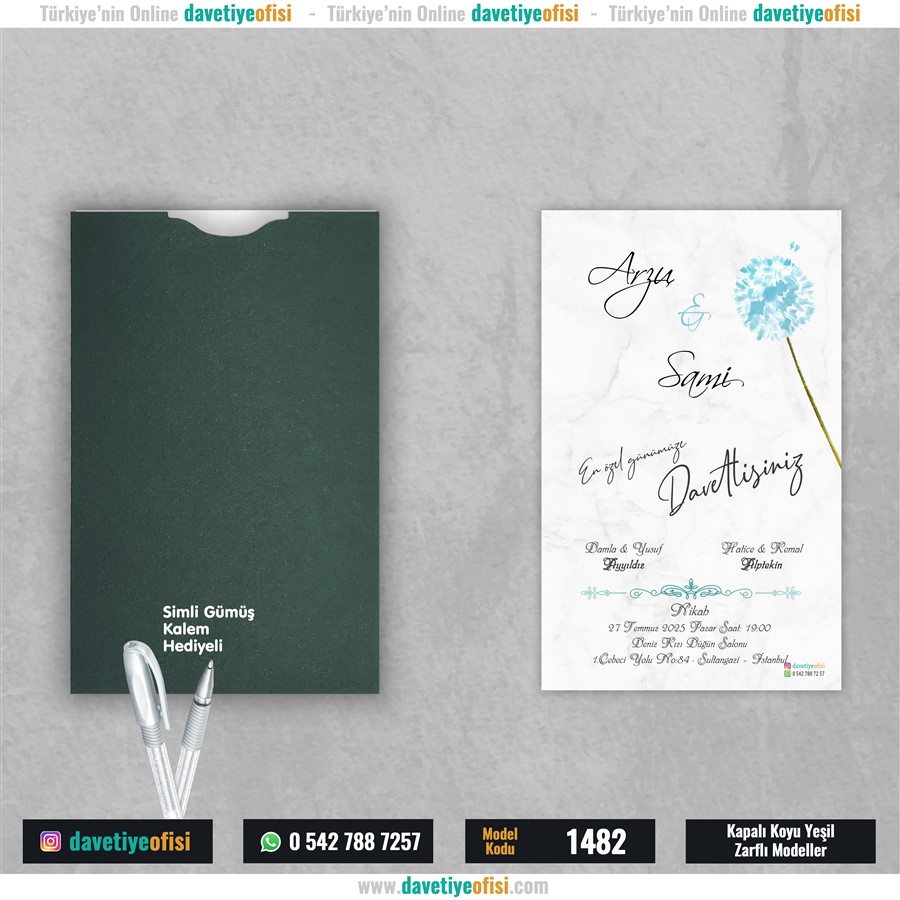 1482kapyesil 1000 Adet Kapalı Yeşil Zarflı Model-1482 - Görsel 1