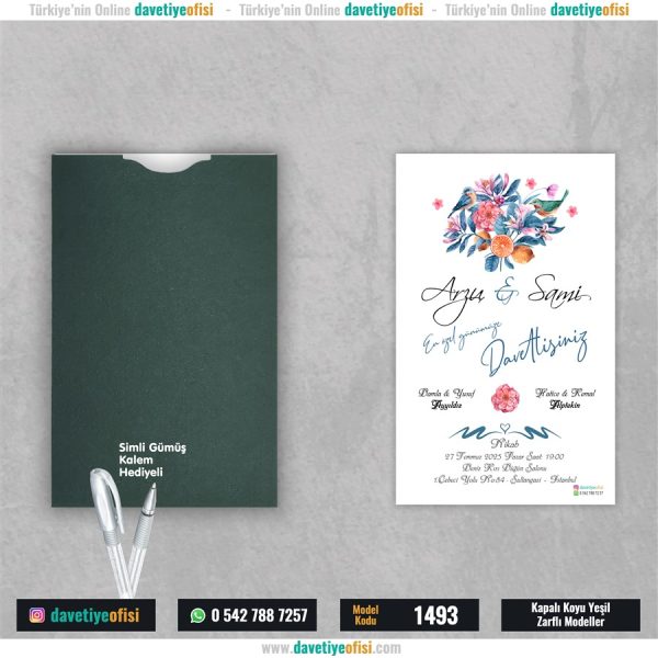 1000 Adet Kapalı Yeşil Zarflı Model-1493