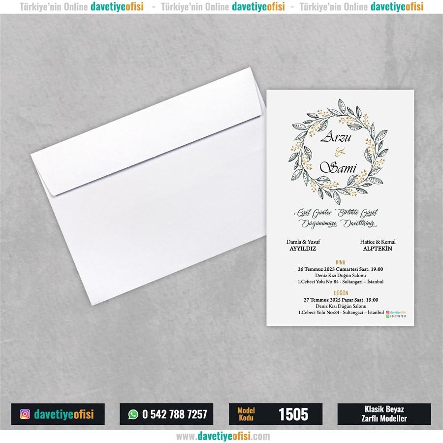 1505beyaz Beyaz Zarflı Model-1505 - Görsel 1