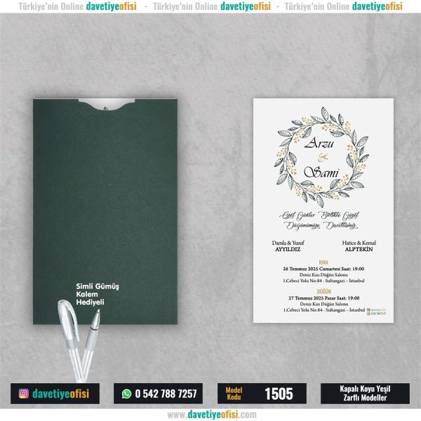 1000 Adet Kapalı Yeşil Zarflı Model-1505