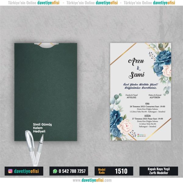 1000 Adet Kapalı Yeşil Zarflı Model-1510