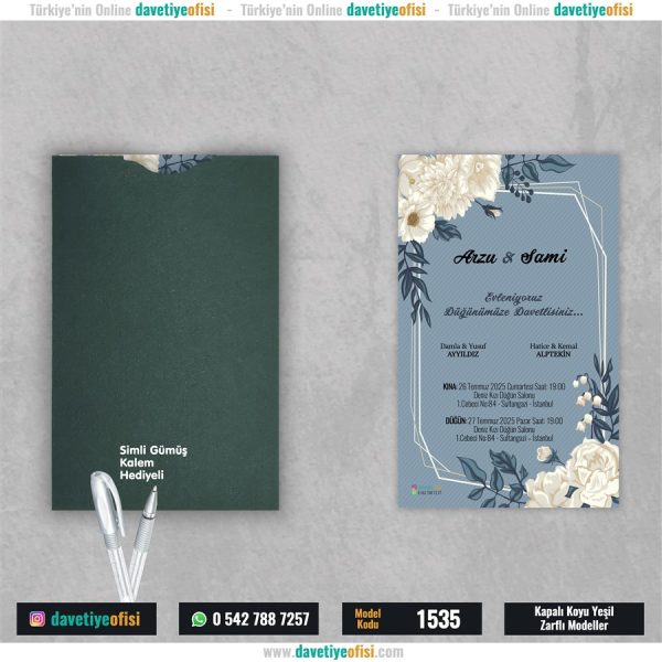 1000 Adet Kapalı Yeşil Zarflı Model-1535