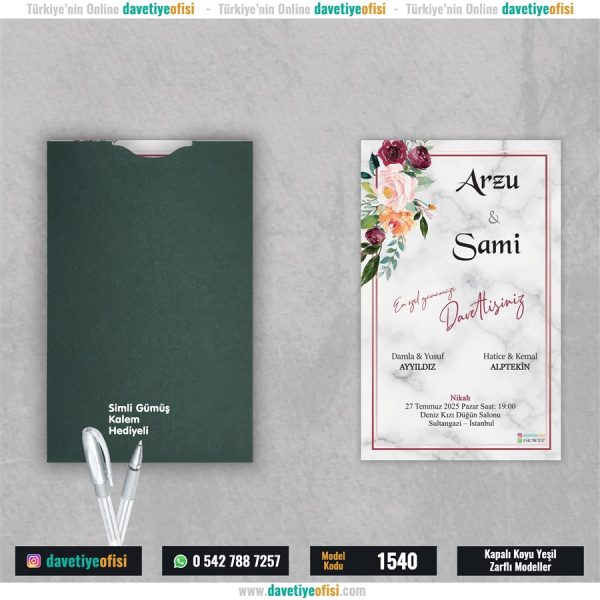 1000 Adet Kapalı Yeşil Zarflı Model-1540