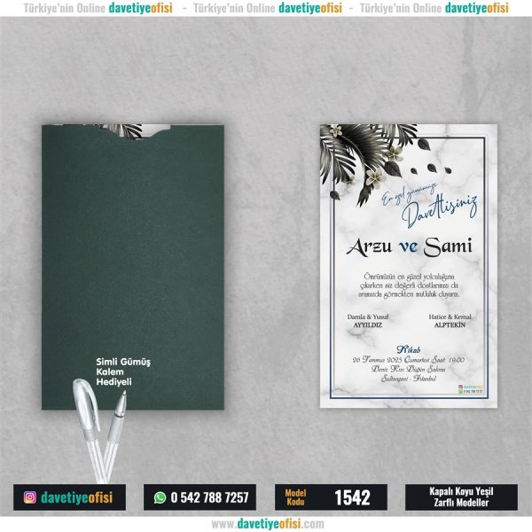 1000 Adet Kapalı Yeşil Zarflı Model-1542