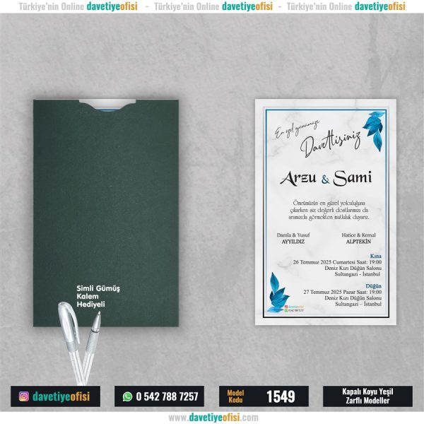 1000 Adet Kapalı Yeşil Zarflı Model-1549