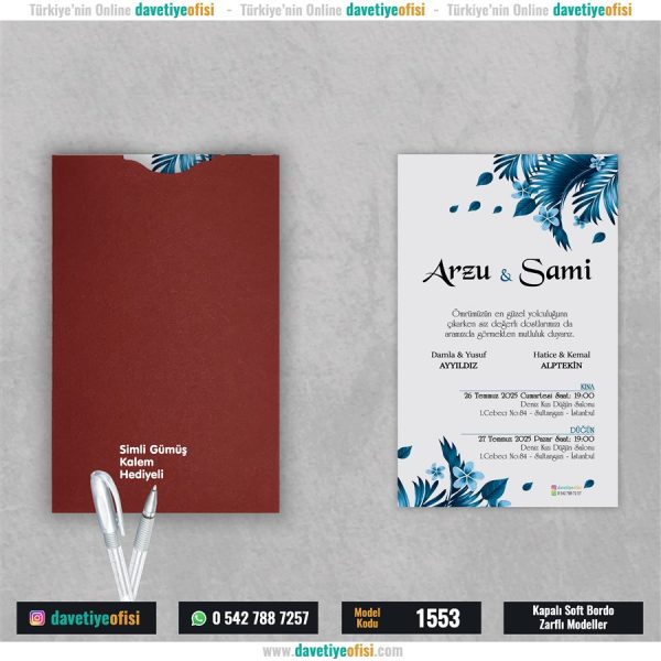 1000 Adet Kapalı Bordo Zarflı Model-1553