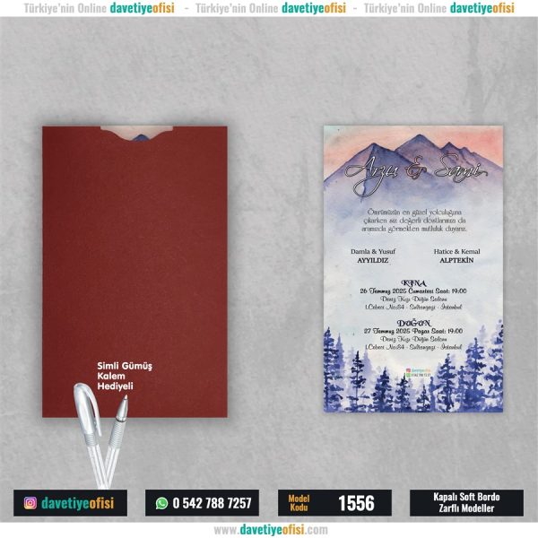 1000 Adet Kapalı Bordo Zarflı Model-1556