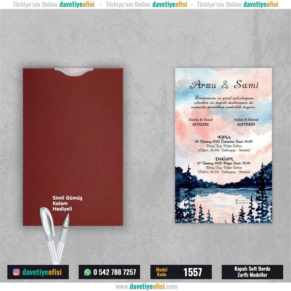 1000 Adet Kapalı Bordo Zarflı Model-1557