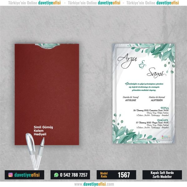 1000 Adet Kapalı Bordo Zarflı Model-1567