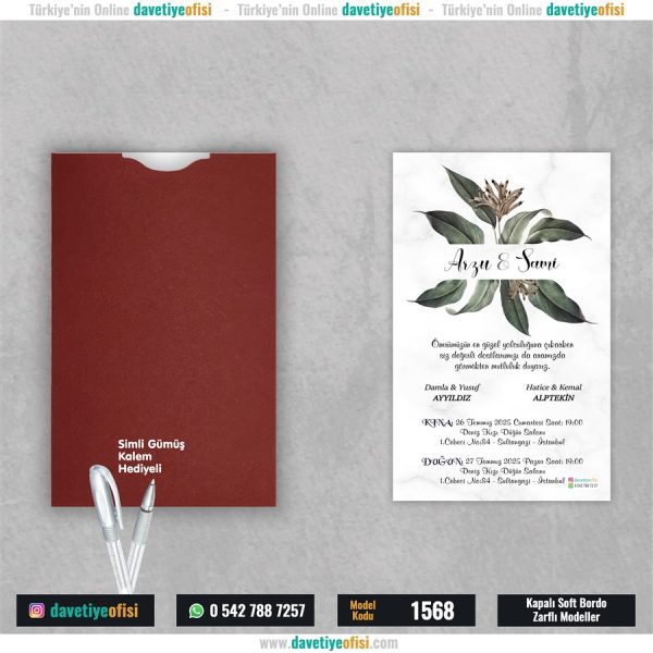 1000 Adet Kapalı Bordo Zarflı Model-1568