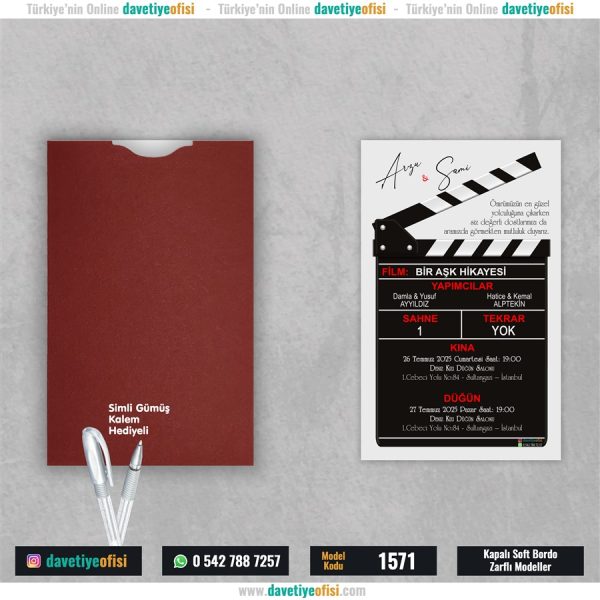 1000 Adet Kapalı Bordo Zarflı Model-1571